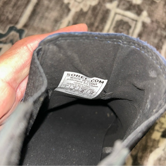 Sorel Lea Blue/Black Leather Wedge Booties 7 - Picture 8 of 8